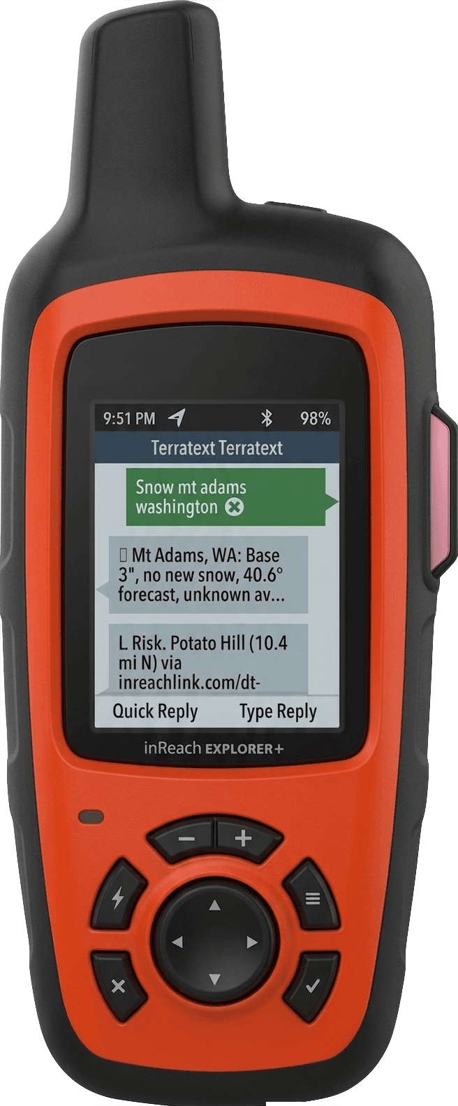 Satellite communicator response from TerraText
