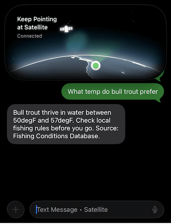 iPhone satellite response from TerraText